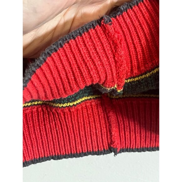 Vintage Knit Christmas Sweater S Cat Plaid Festive Holiday 80s Retro Classic - Picture 7 of 11